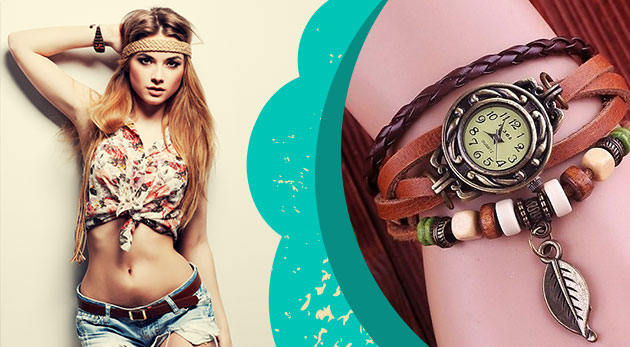 Dizajnové hodinky pre dámy s ozdobným remienkom v obľúbenom štýle VINTAGE