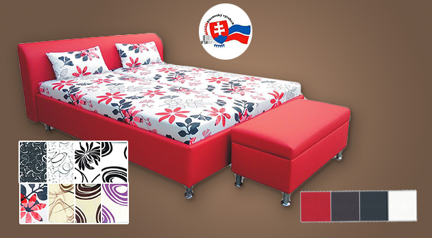 Koženková posteľ pre dvojicu s matracom a úložným priestorom