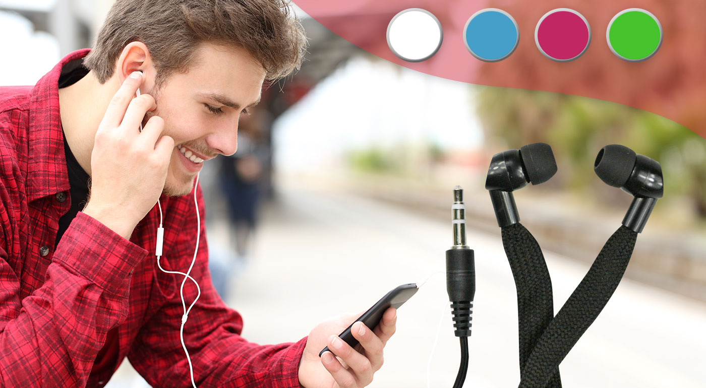 Moderné šnúrkové slúchadlá do uší na počúvanie hudby v 5-ich farbách