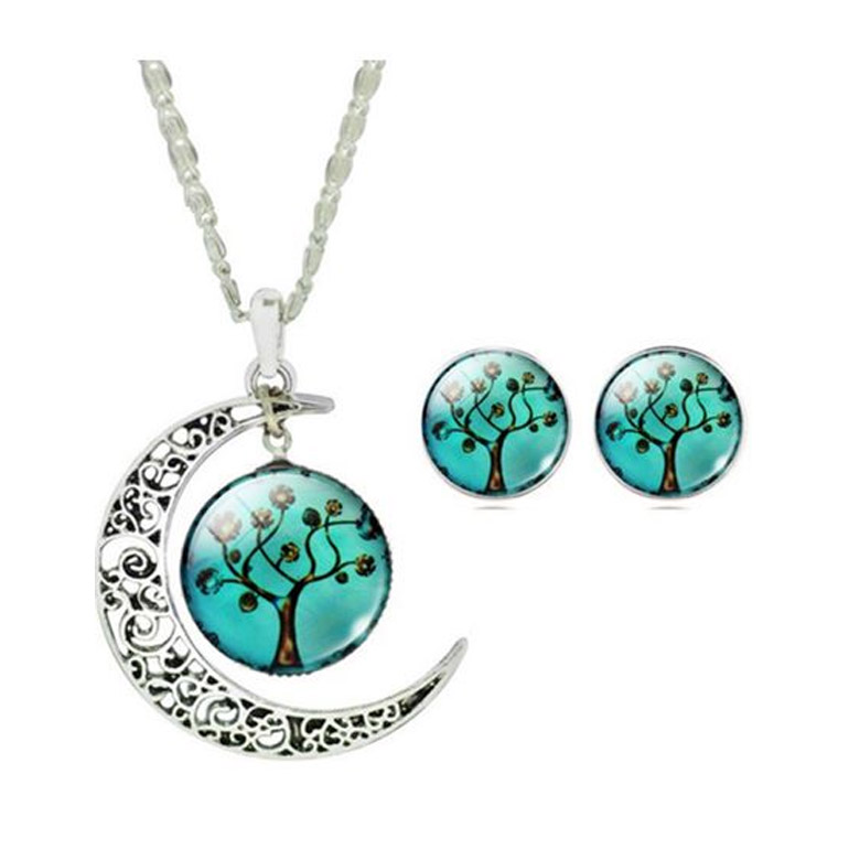 2-dielny set šperkov Strom života azúrový (prívesok, náušnice)