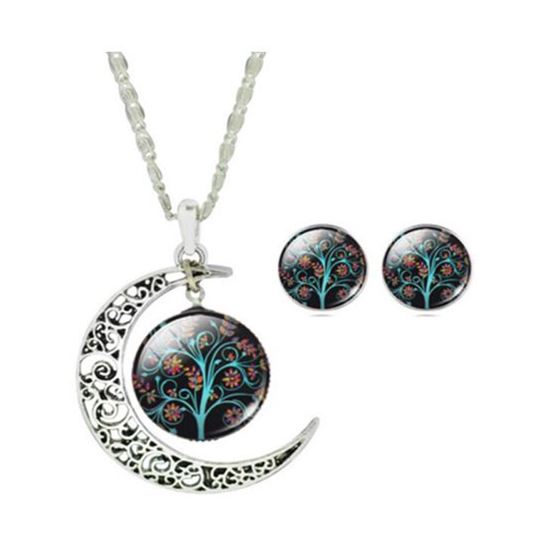 2-dielny set šperkov Strom života čierny (prívesok, náušnice)
