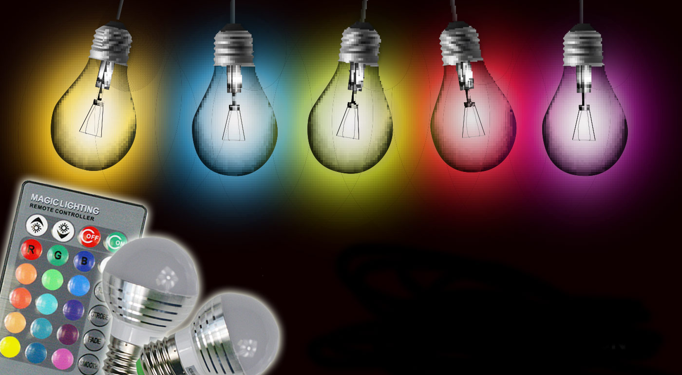 Žiarovka svietiaca až 16 farbami s diaľkovým ovládačom