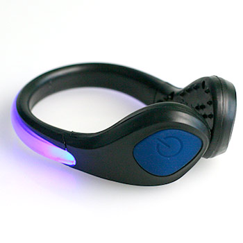 LED bezpečnostné svetlo na topánky: čierny klip + modré svetlo