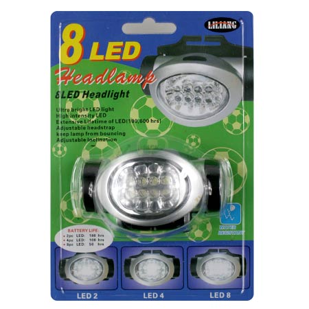 Čelová lampa 8 LED