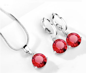Elegantný  2-dielny set šperkov s brúsenými kryštálikmi - červená