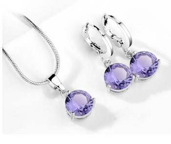 Elegantný  2-dielny set šperkov s brúsenými kryštálikmi - fialová