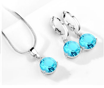 Elegantný  2-dielny set šperkov s brúsenými kryštálikmi - tyrkysová