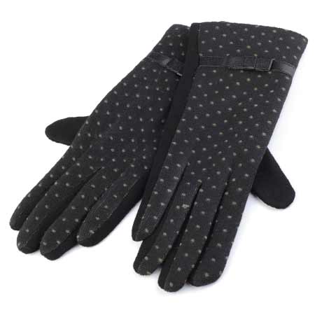 Dámske rukavice s bodkami - farba čierna - veľkosť L