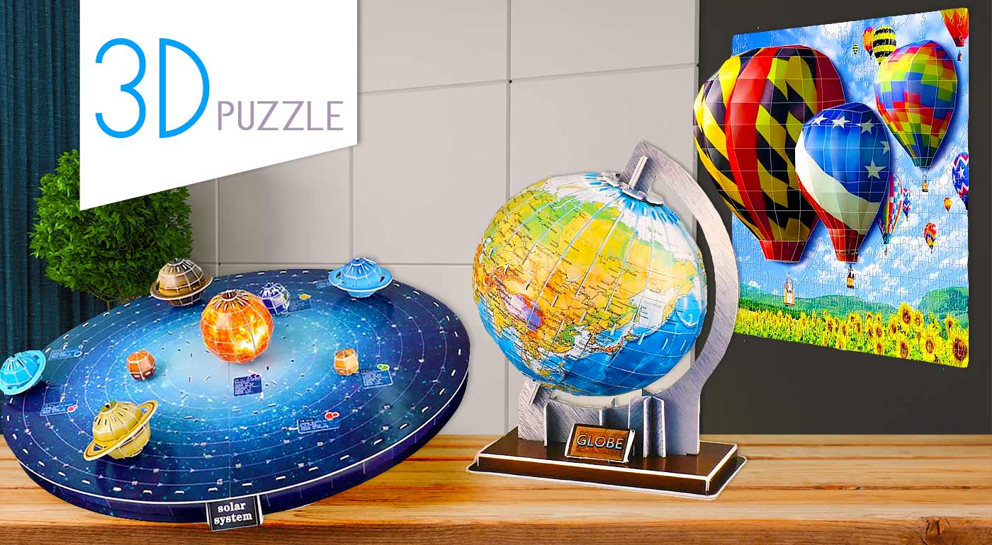 Výnimočné 3D puzzle - na výber motív glóbusu, slnečnej sústavy či balónov!