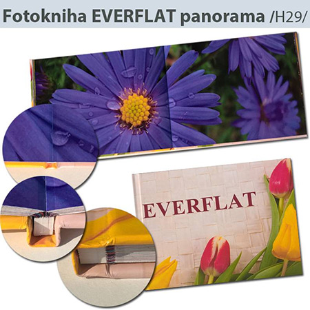 Luxusná fotokniha Everflat panorama formát A4 na šírku - H29, 24 strán, pevná knižná väzba