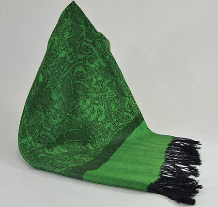 Pašmína (kašmírový šál) - farba zeleno-čierna
