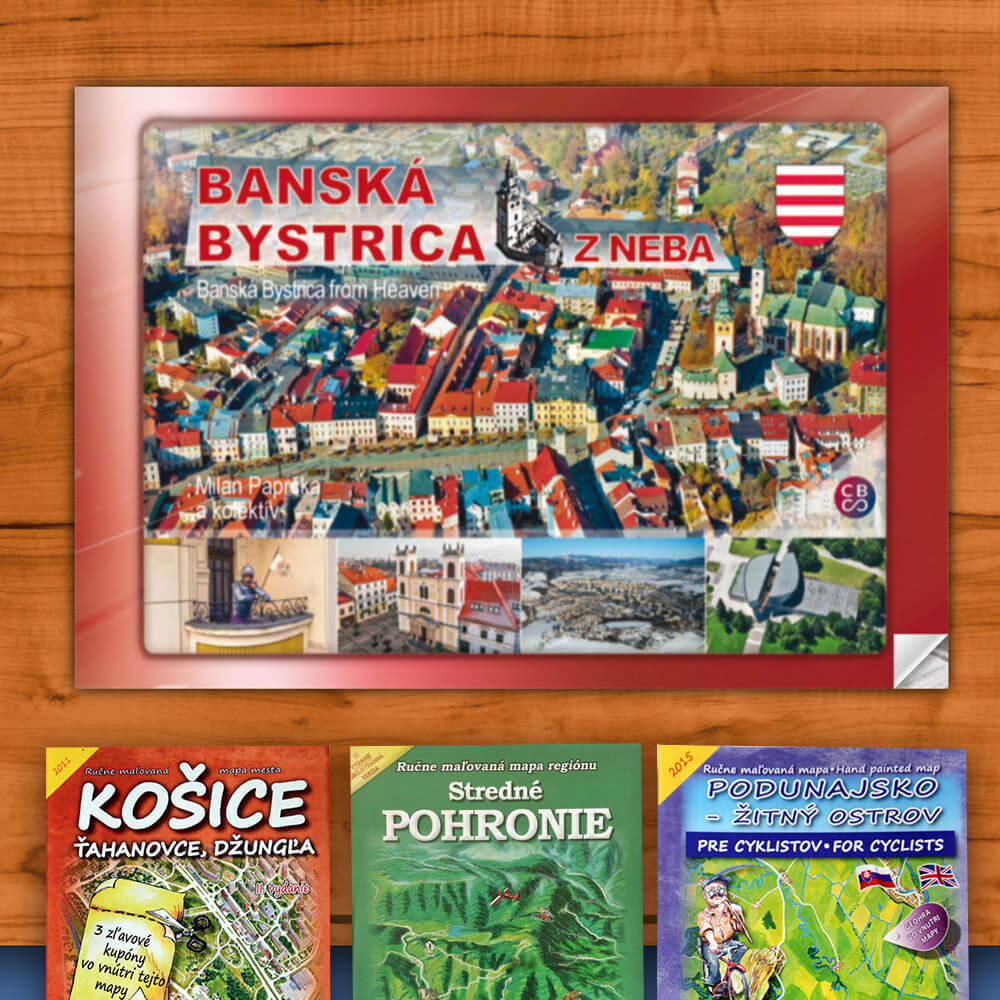 Kniha Banská Bystrica z neba (vydavateľstvo CBS) + DARČEK maľovaná mapa