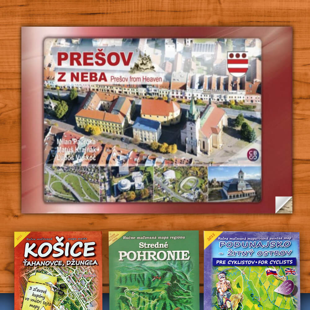 Kniha Prešov z neba (vydavateľstvo CBS) + DARČEK maľovaná mapa