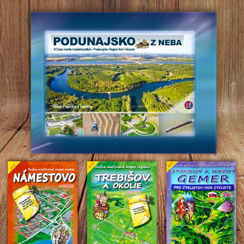 Kniha Podunajsko z neba (vydavateľstvo CBS) + DARČEK maľovaná mapa