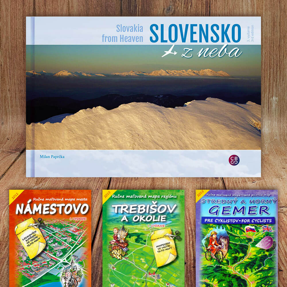 Kniha Slovensko z neba (vydavateľstvo CBS) LUX + DARČEK maľovaná mapa