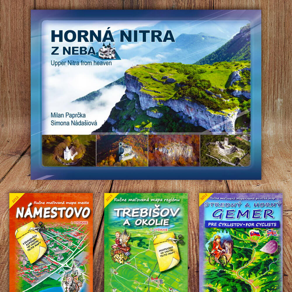 Kniha Horná Nitra z neba (vydavateľstvo CBS) + DARČEK maľovaná mapa