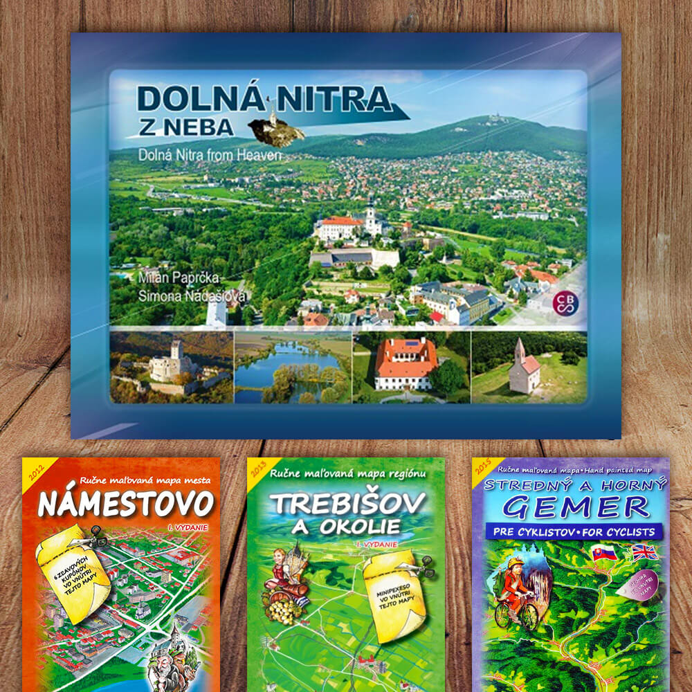 Kniha Dolná Nitra z neba (vydavateľstvo CBS) + DARČEK maľovaná mapa