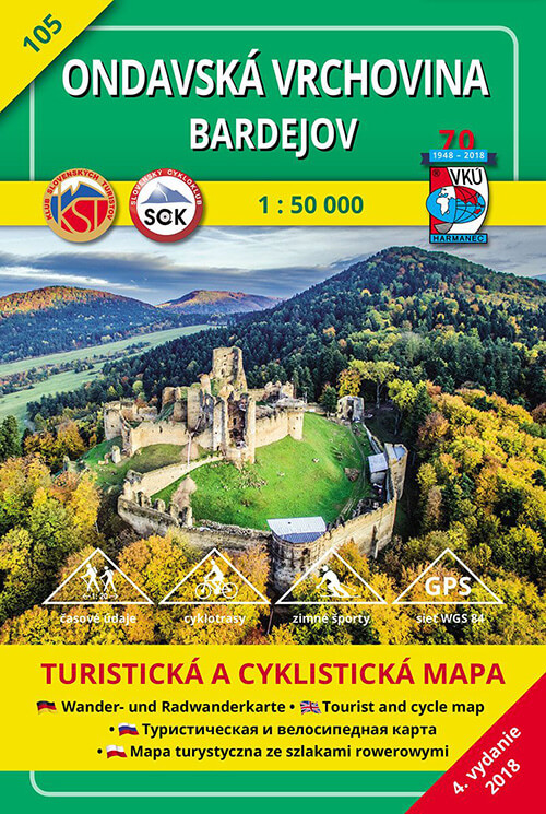 VKÚ Harmanec Turistická mapa Ondavská vrchovina - Bardejov 1:50 000 TM 105