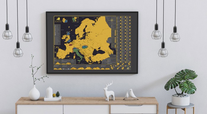 Najpodrobnejšia stieracia mapa Európy - spoznávajte Starý kontinent a svoje cesty si značte na svoju mapu. Ideálny darček aj pre vašich blízkych.