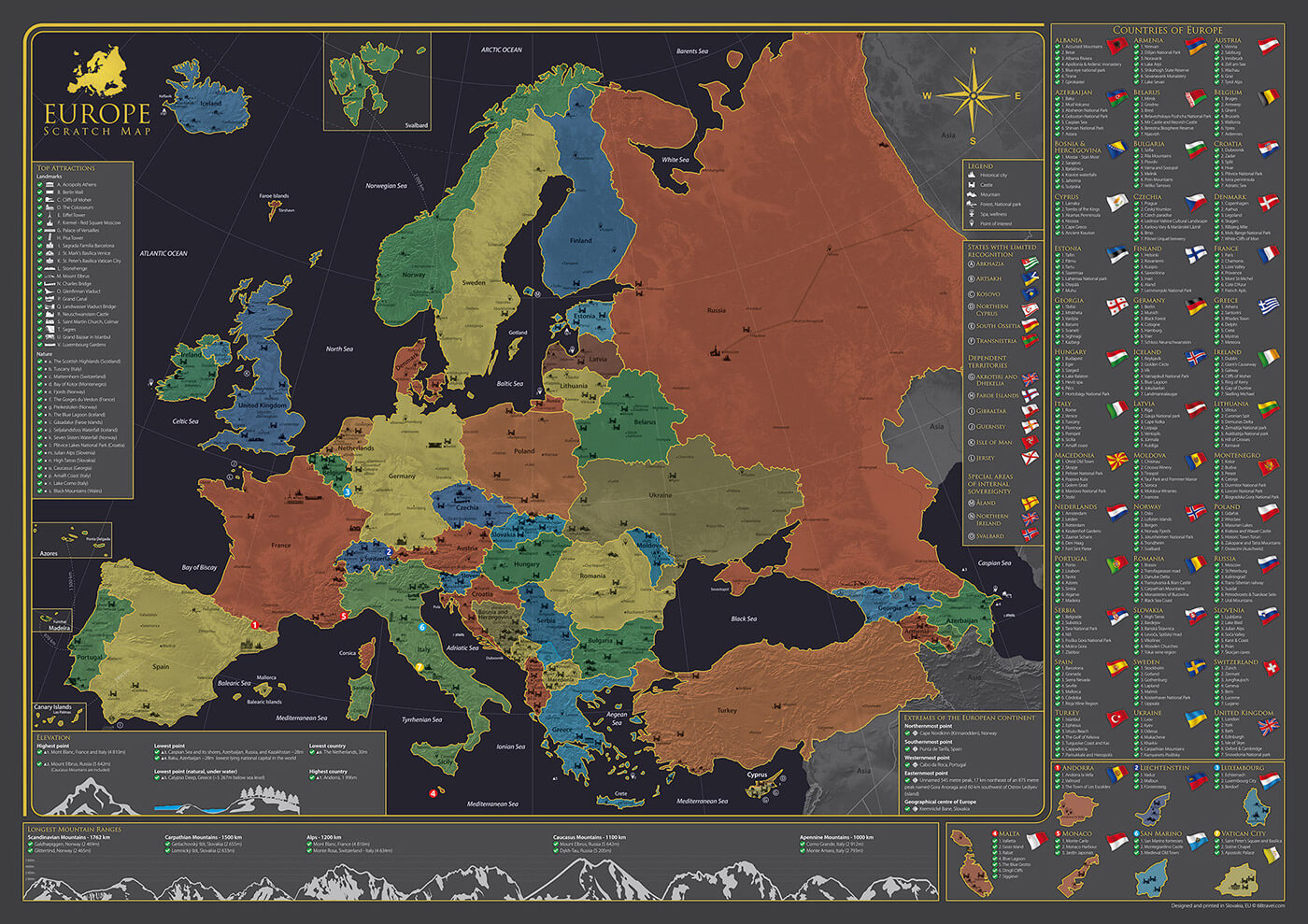 Nástenná mapa Európy - poster bez stieracej fólie