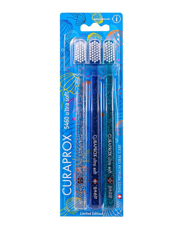 Curaprox zubné kefky - Medúzová edícia (5460 ultra soft - 3 ks v balení) - svetlomodrá