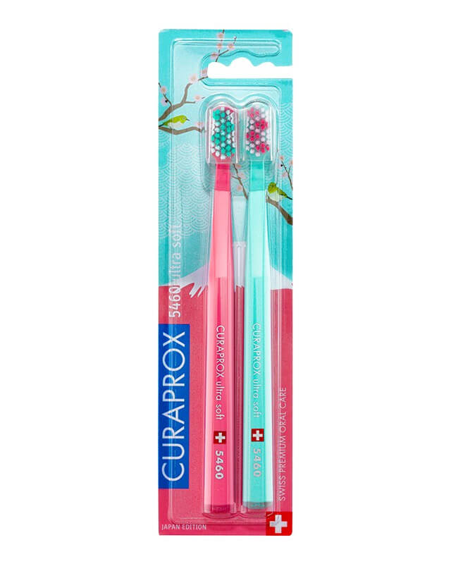 Curaprox zubné kefky - Japonská edícia (5460 ultra soft - 2 ks v balení) - ružovo-mentolová
