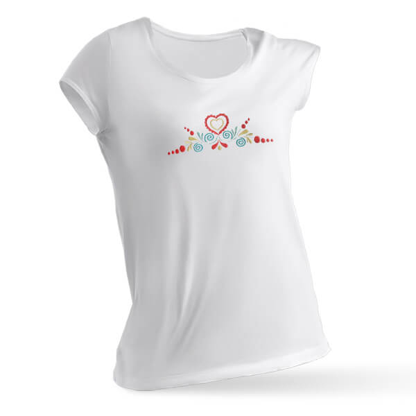 Benesport Dámske tričko s farebnou výšivkou (krátky rukáv) - biele, veľkosť M