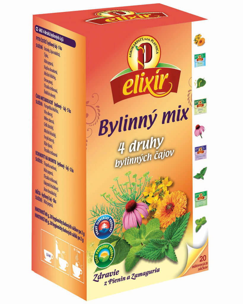 Agrokarpaty Čaj Elixír Bylinný mix - 4 druhy bylinných čajov (20 vreciek)