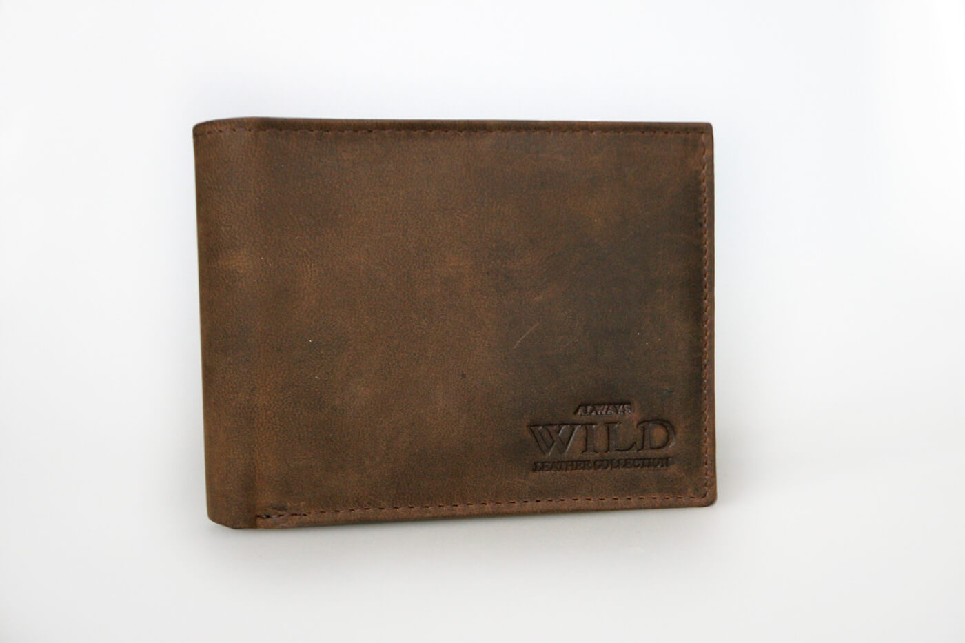 WILD Pánska kožená peňaženka na šírku - hnedá bez zapínania (šírka 12 cm x výška 9,5 cm)