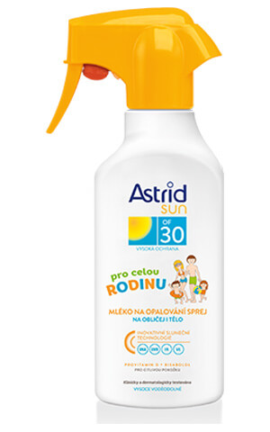 Astrid Sun rodinné mlieko na opaľovanie v spreji SPF30 300 ml