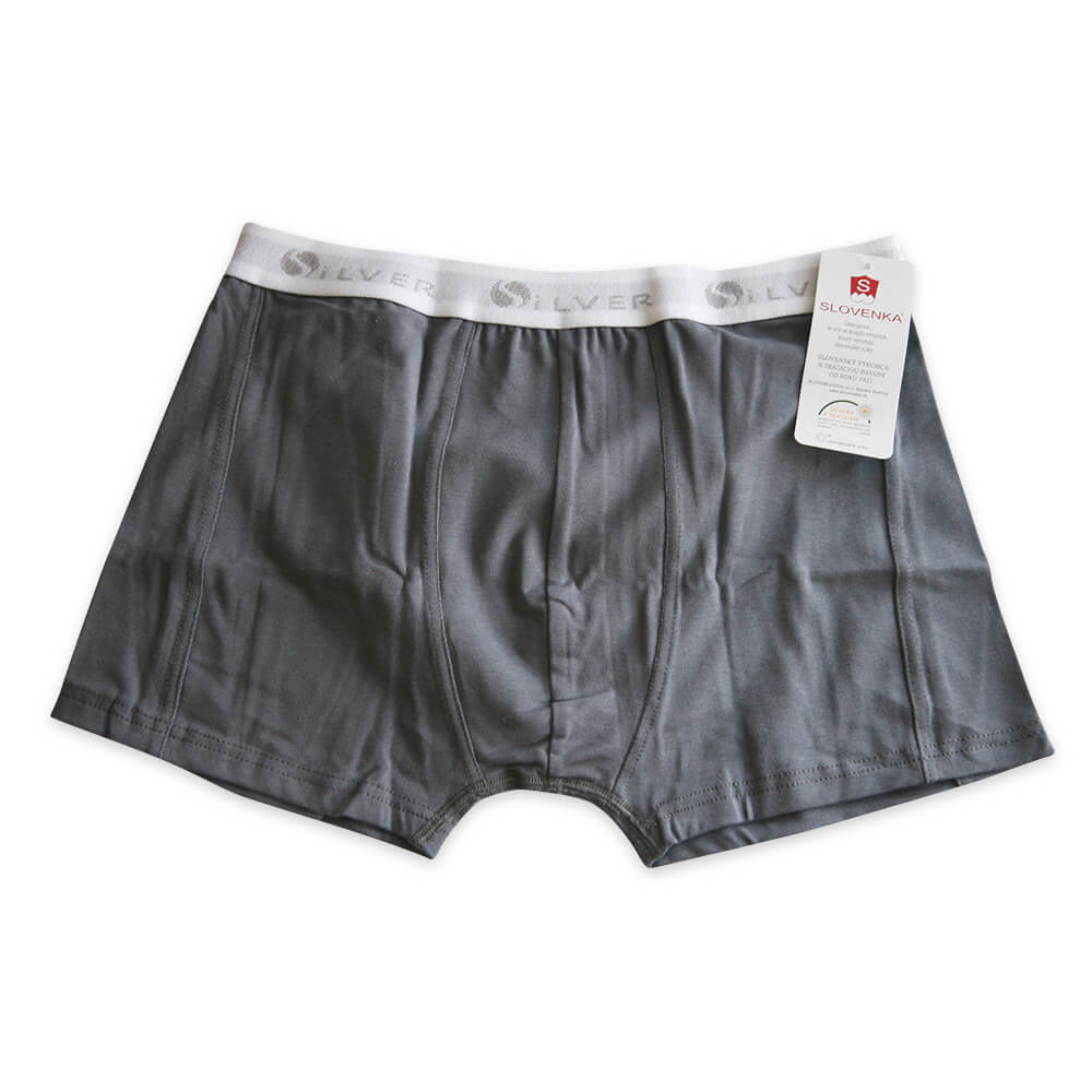 Pánske boxerky RIKI - sivé s bielou gumičkou, veľkosť M