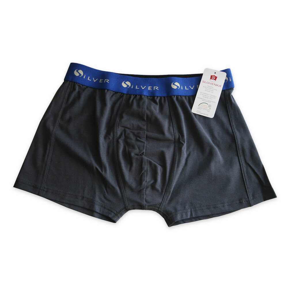 Pánske boxerky RIKI - tmavosivé s modrou gumičkou, veľkosť L
