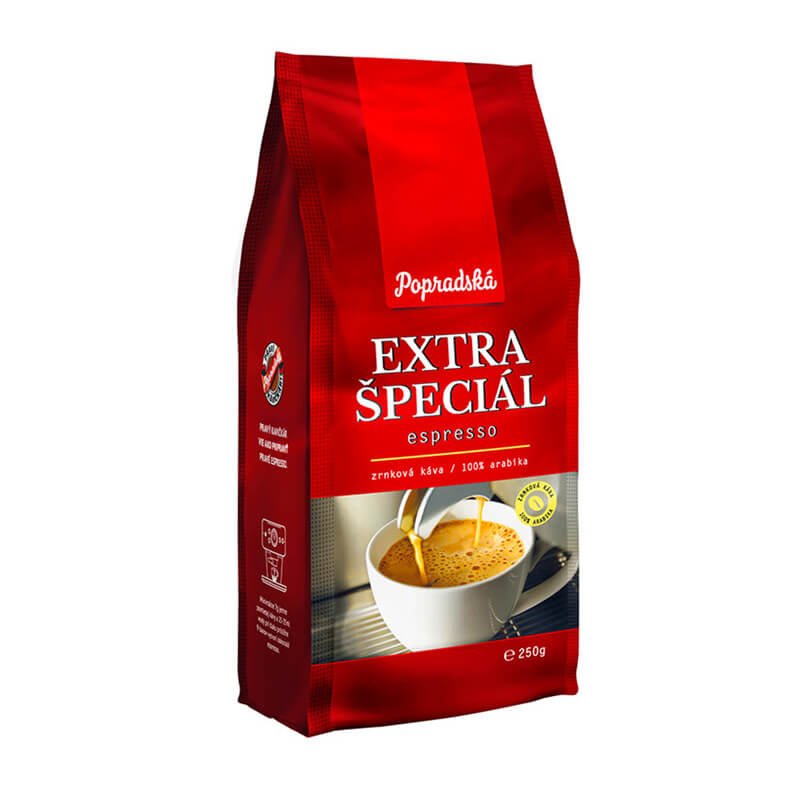 Popradská káva Extra Špeciál espresso zrnková 250 g