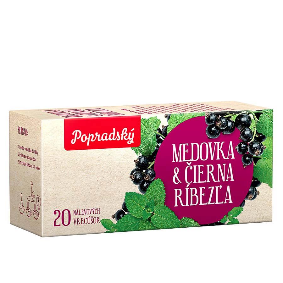 Popradský bylinný čaj Medovka a čierna ríbezľa (20 nálevových vreciek)