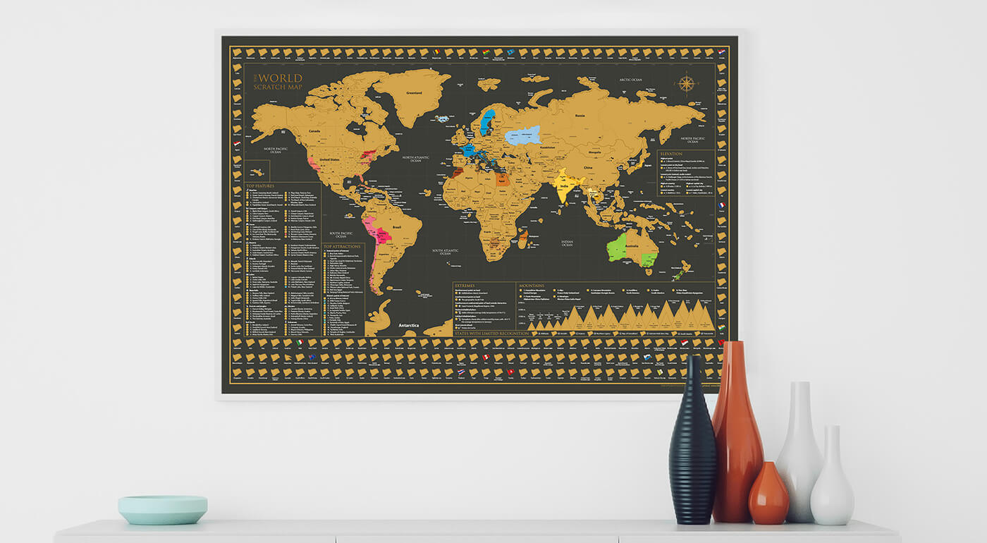 Jedinečná stieracia mapa sveta s najkrajšími pamiatkami a zaujímavosťami