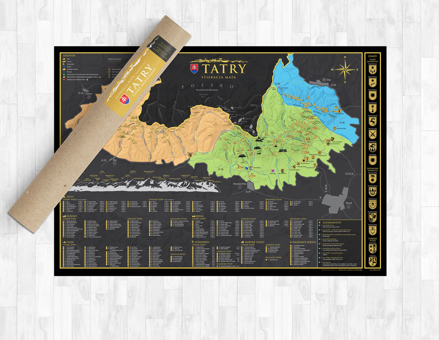 Stieracia mapa Tatier vo formáte A1 (šírka 841 mm x výška 594 mm)