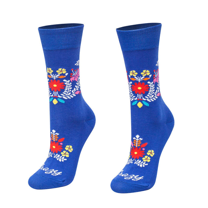 Crazy Step ponožky Folk kvietky modré - veľkosť 43-46