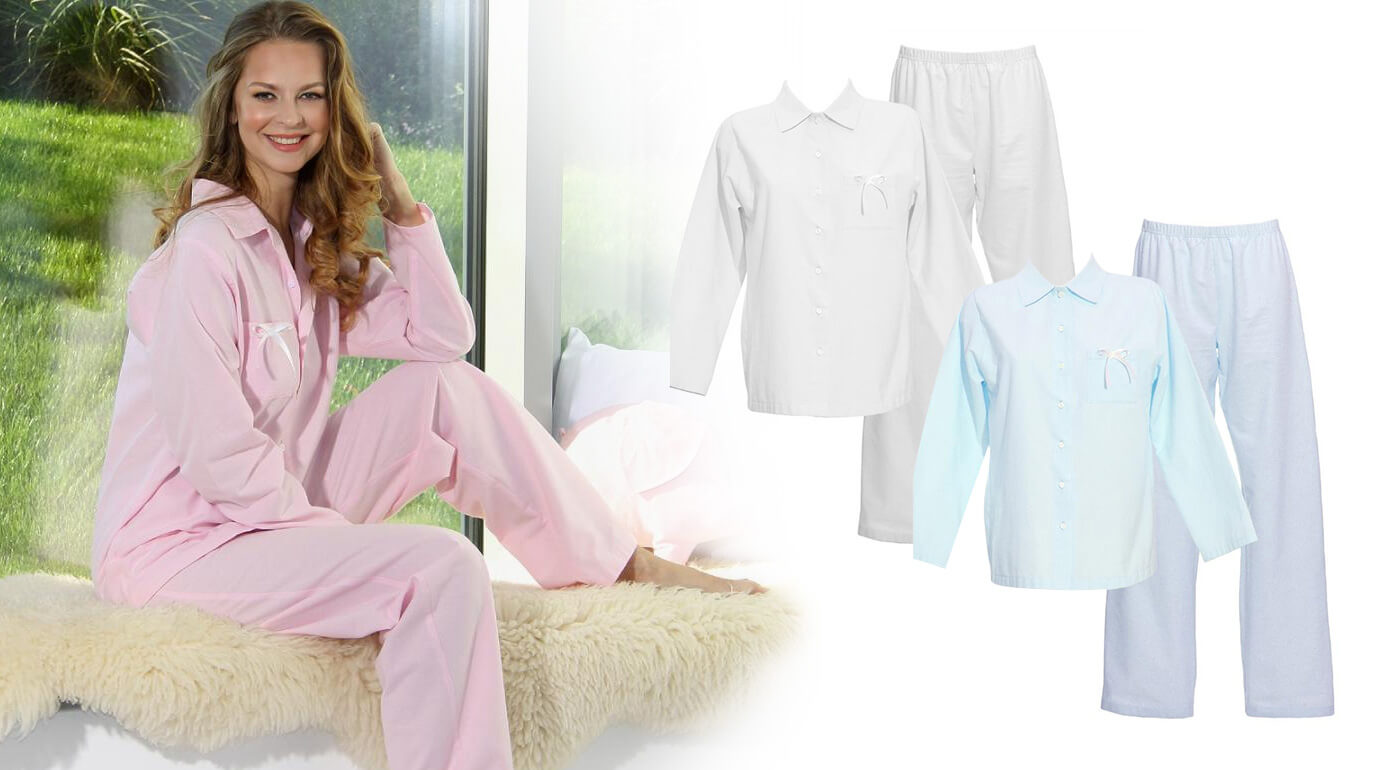 Dámske pyžamo z organickej bavlny a flanelu vyrobené na Slovensku
