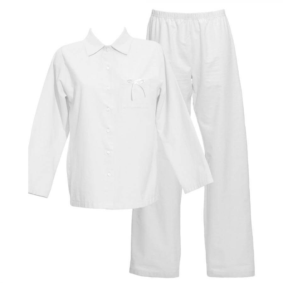 Dámske bio flanelové pyžamo Lotus - biele, veľkosť M