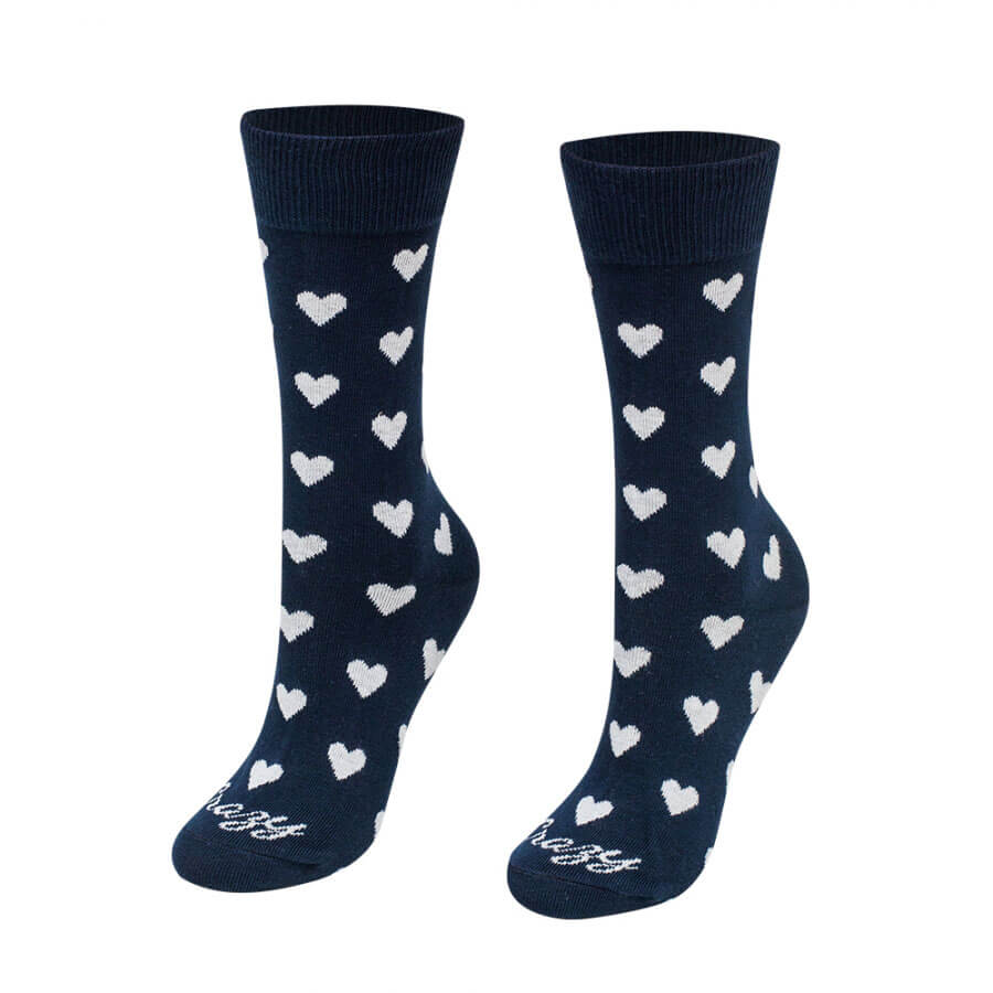 Crazy Step ponožky Srdiečka biele na modrom pozadí - veľkosť 35-38