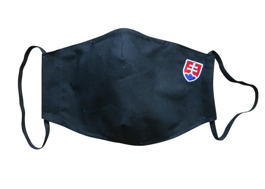Bavlnené rúško pre dospelého s plieškom na nose - vzor Slovensko - čierne