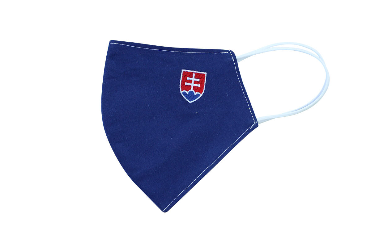 Rúško - maska so slovenským znakom - modrá, veľkosť M