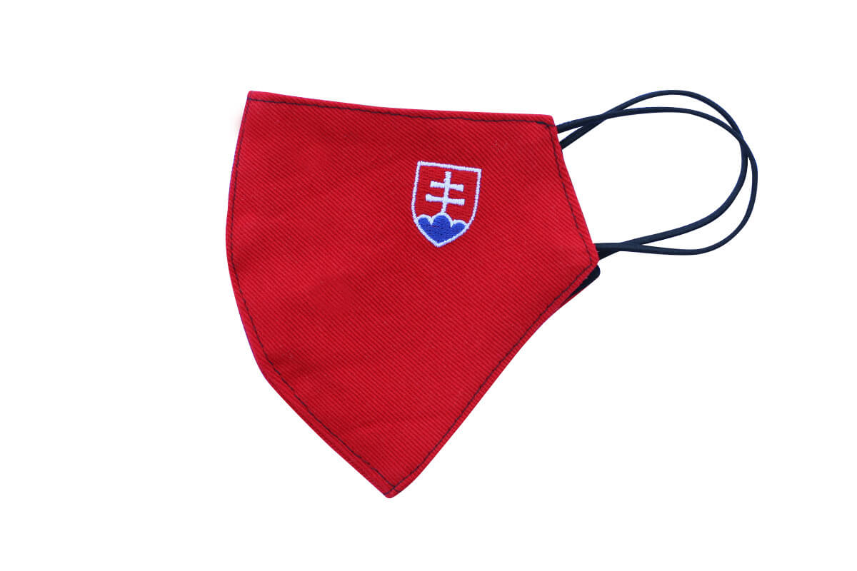 Rúško - maska so slovenským znakom - červená, veľkosť M