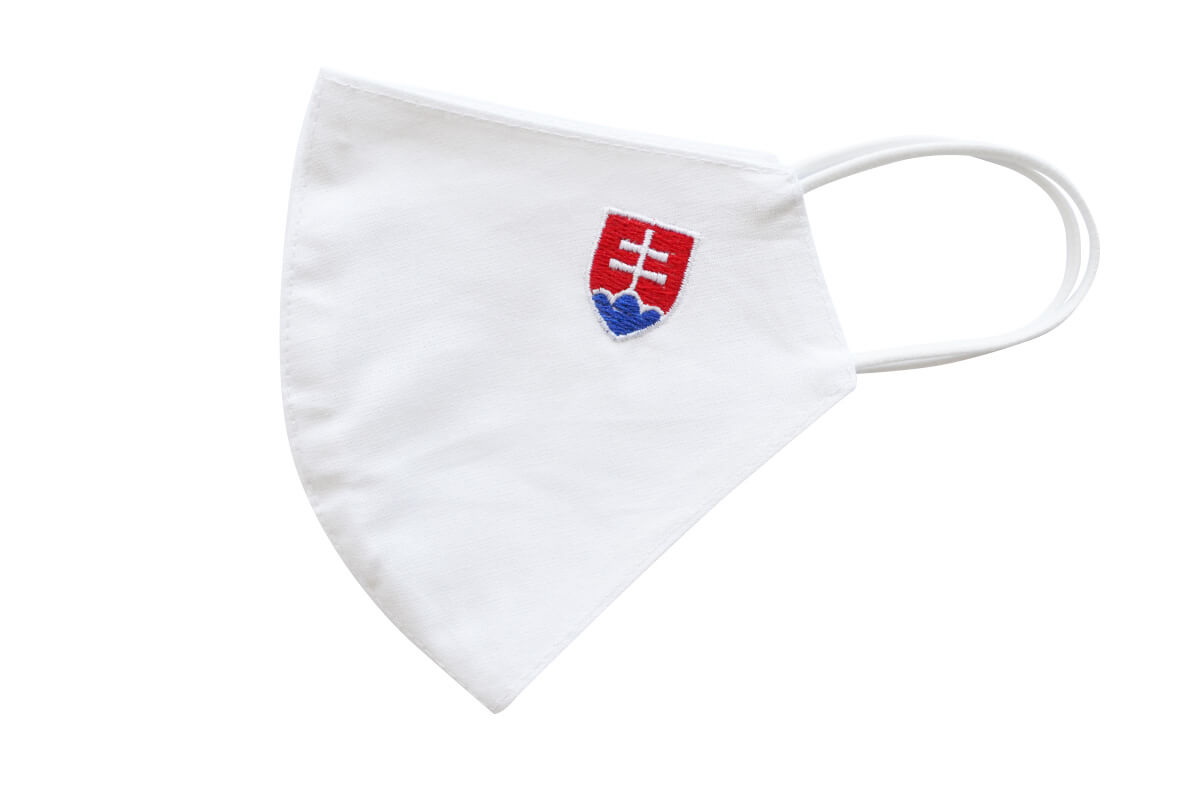 Rúško - maska so slovenským znakom - biela, veľkosť M pánska