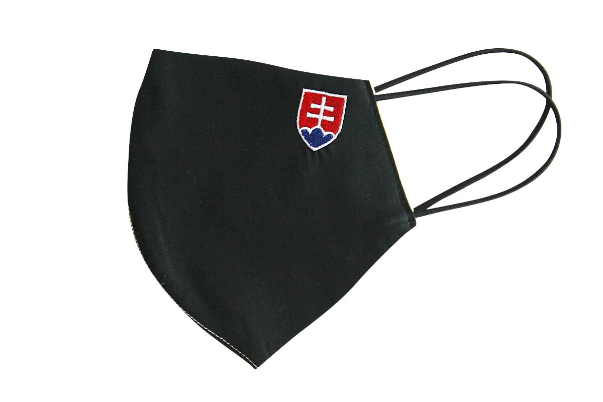 Rúško - maska so slovenským znakom - čierna, veľkosť L