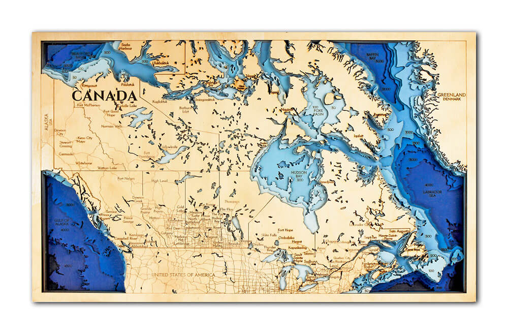 Drevená mapa Kanada (rozmer 60 x 38 cm)