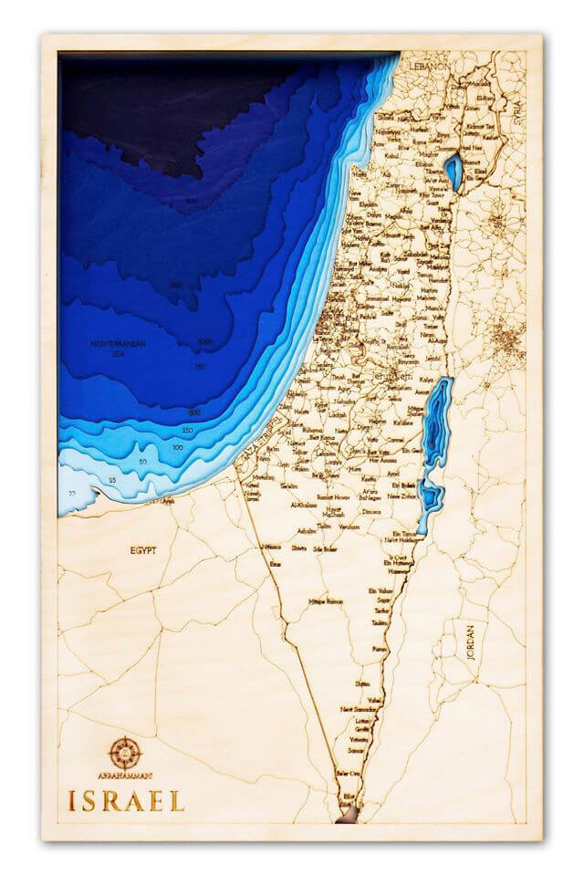 Drevená mapa Izrael (rozmer 60 x 38 cm)
