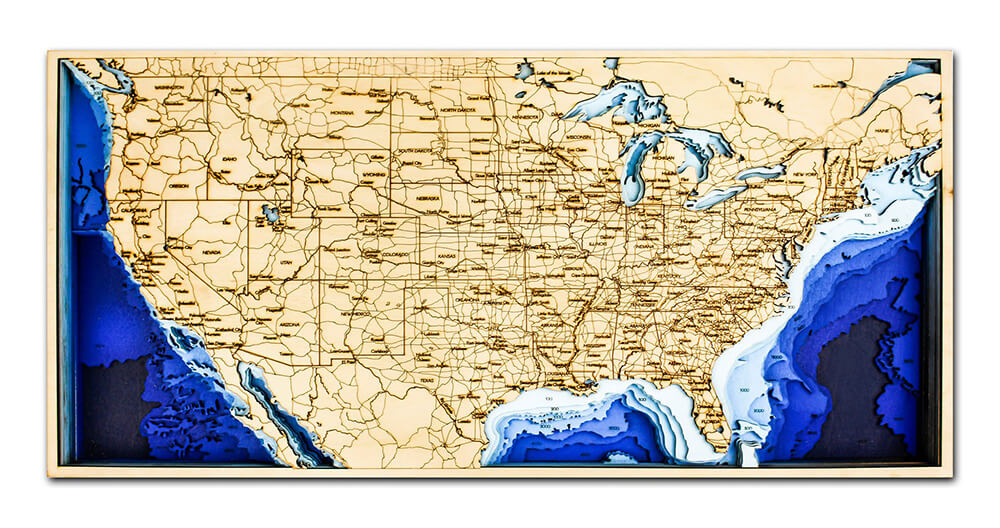 Drevená mapa USA (rozmer 60 x 38 cm)