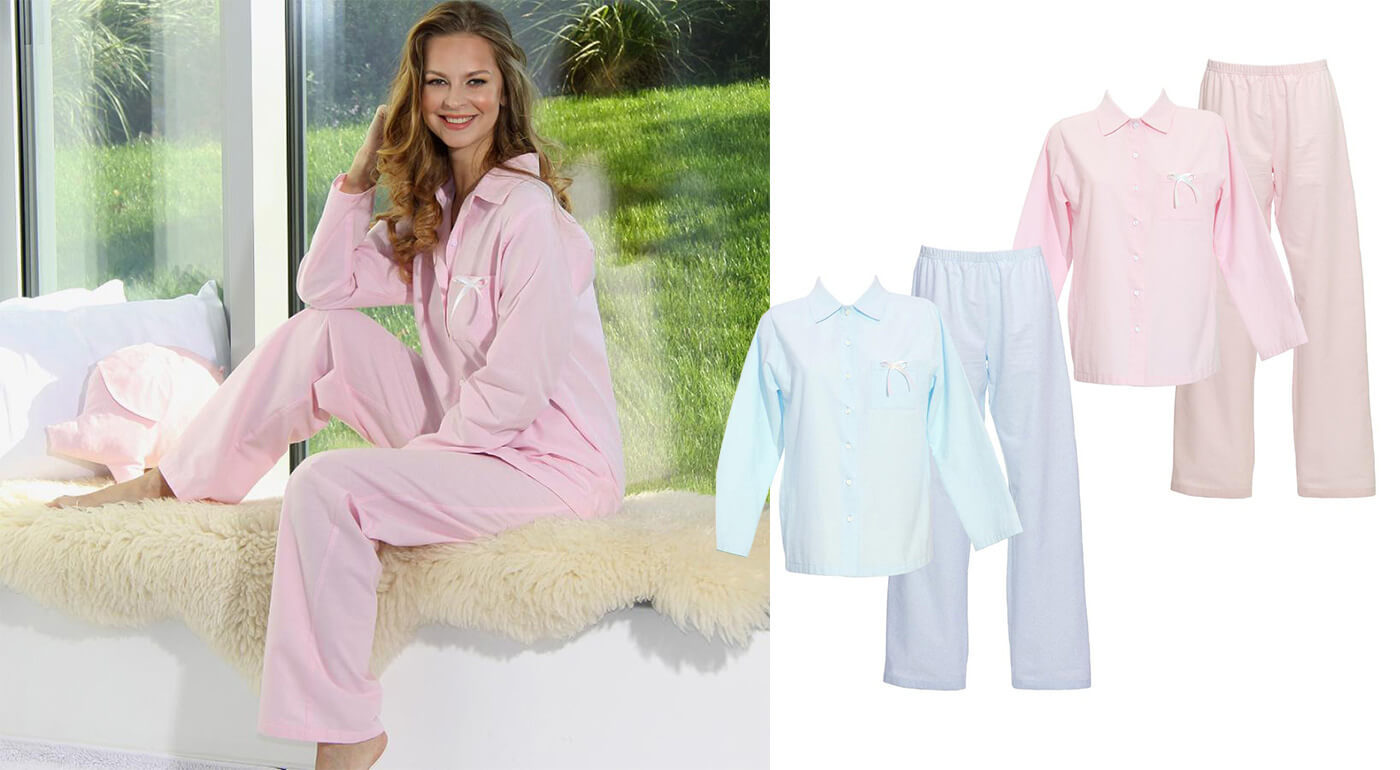 Dámske pyžamo z organickej bavlny - flanelu vyrobené na Slovensku
