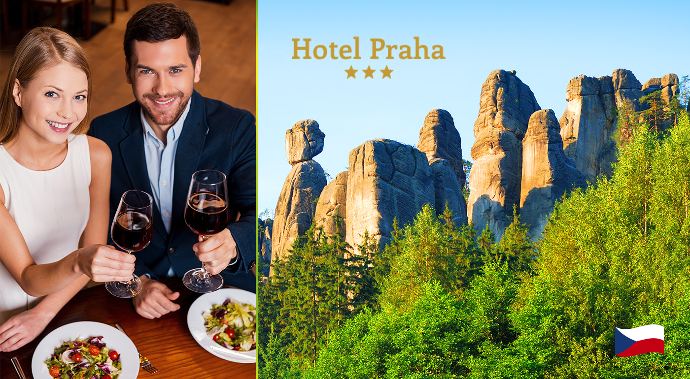 Chutná polpenzia, nádherné skalné mestá a výlety, čo stoja za to! Pobyt v zaujímavej lokalite Adršpach v Hoteli Praha*** v Čechách